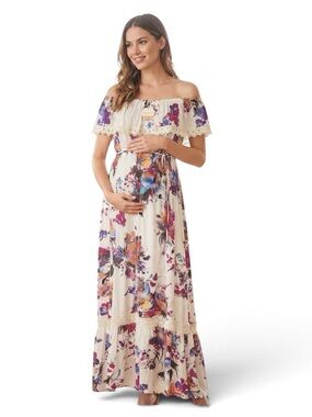 PinkBlush Off-The-Shoulder Floral Maxi Dress S NWT